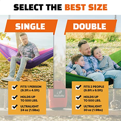 Mallome Camping Hammock With Straps - Heavy Duty Outdoor Hammocks Portable Hammock 1 & 2 Two Person Double Hammock - Amacas Hamacas Para Adultos & Kids Backpacking Tree Hamock Hammok Hamic Small Large #TOP3