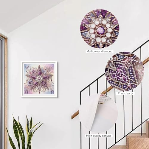 Image of Tontut Diamond Art Painting Kit, Purple Pentagram Adult 5D DIY Diamond Art Set for Gift Wall Decoration, Suitable for Office, or Home Wall Decoration