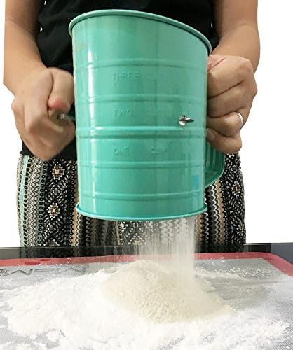 MaMix Stainless Steel Baking Hand Crank Flour Sifter with 2 Wire Agitator 3 Cup