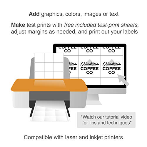 Chromalabel 2.75 X 2.75 Inch Printable Labels, Compatible With Laser And Inkjet Printers, 12 Labels/Sheet, 25 Sheets, 300 Pack #TOP2