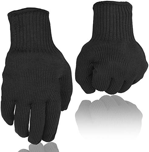 Knife Proof Cut Resistant Work Gloves, Black Chainmail Safety Work Glove, Kevlar Cutting Protective Gloves, High Performance Level 5 Protection, Firm Grip Cut Proof Steel Anti Work Glove, for Hand Protection Cut, Cook, Yard and Outdoor, Kitchen, Size M