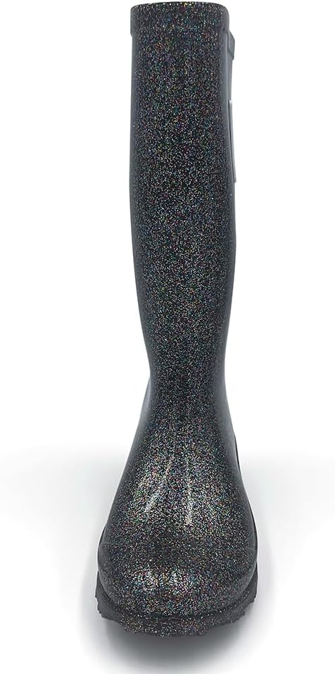 Amoji Girl Glitter Easy On Rain Boots Rubber Waterproof Boots (Little Kid/Big Kid)