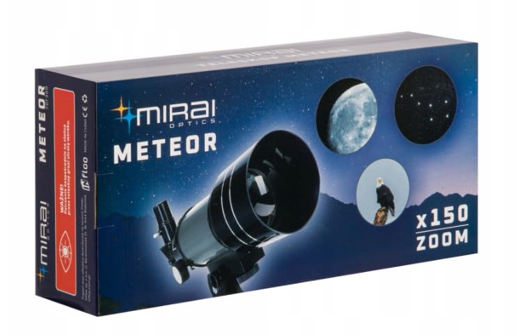 TELESKOP EDUKACYJNY MIRAI OPTICS METEOR F30070M z adapterem do smartfona | Zestaw z filtrami słonecznym i księżycowym | Powiększenie do x150 (Meteor)