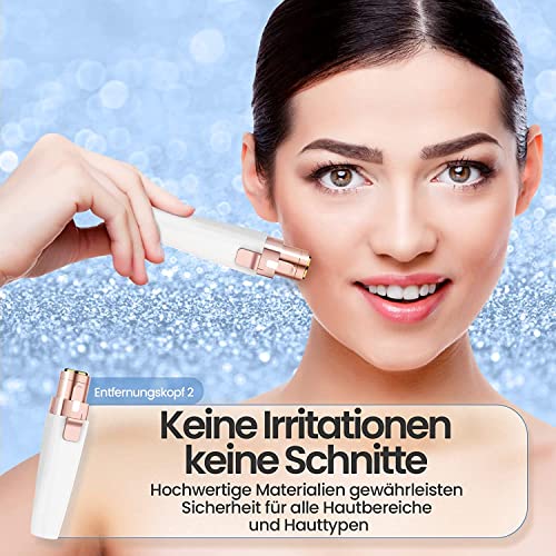 Augenbrauen Trimmer, 2 in 1 USB Augenbrauenrasierer Elektrisch und Gesichtshaarentferner für Frauen, Schmerzfreie Augenbrauen Epilierer Damen Für Körper Gesichtshaare Lippen Kinn, mit LED-Licht 3