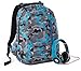 Zaino SEVEN - THE DOUBLE, Fluo Camouflage, Turchese/Grigio - 2in1 Reversibile Nero - Cuffie Incluse