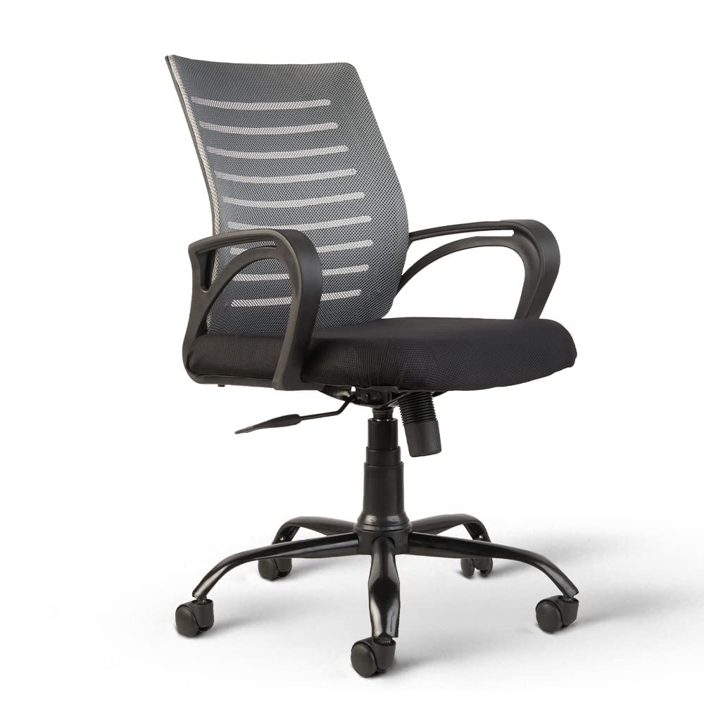 SIZZOPRO Mid Back Ergonomic Office Chair/Study Chair/Revolving Chair/Computer Chair for Work from Home Metal Base Seat Height Adjustable Chair (Grey)