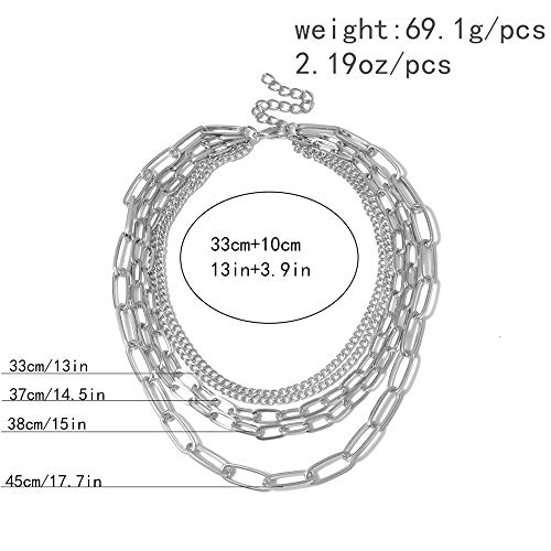 MOKAVIKY 25 Punk Chunky Necklaces for women Silver Chain Goth Layered Necklace3