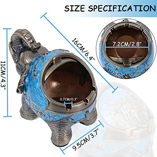 Gusnilo Elephant Ashtray With Lid Windproof Metal Ashtray Outdoor, Indoor Ashtray Ash Ashtray For Weed,Vintage Practical Decoration Ashtrays For Cigarettes Metal Gift For Men Women(Light Blue) #TOP1