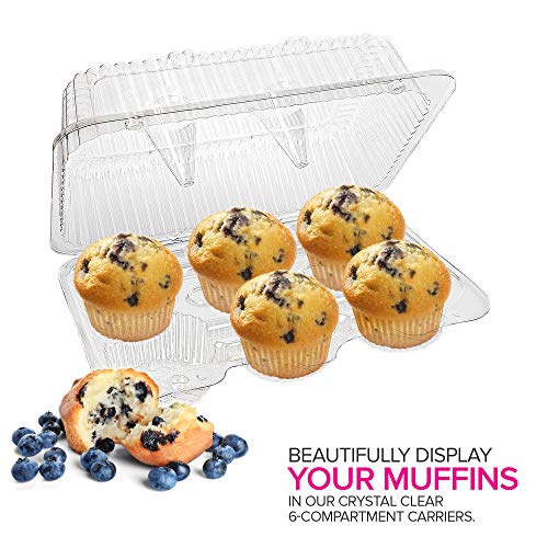 Stock Your Home 6-Compartment Plastic Cupcake Containers Disposable (40 Count) Clear Container With Connected Dome Lid, Bpa Free, For Standard Sized Cupcakes #TOP3