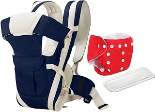 Reusable Diaper and Baby Carrier Combo, Multicolor, for 4 Months to 3 Years (Navi Blue) Price In India