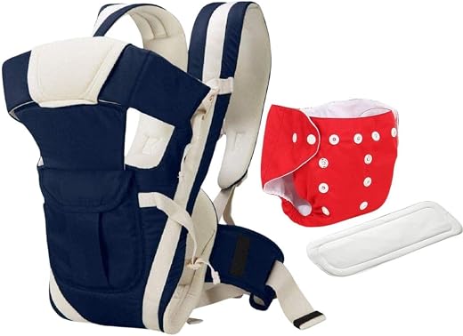 Reusable Diaper and Baby Carrier Combo, Multicolor, for 4 Months to 3 Years (Navi Blue)