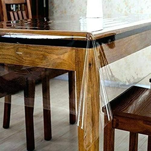 POHOVE PVC Clear Tablecloth for Square Table Wipe Clean Soft Rectangle Waterproof Transparent Table Cloth 61'' x 86''/55'' x 72''