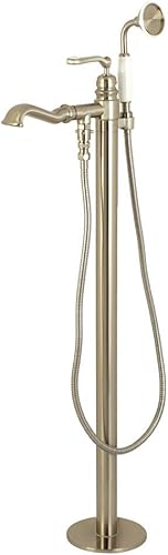 Miniatura 10 de Kingston Brass KS7017RL Royale Grifo de bañera romano independiente de una sola manija con ducha de mano, latón cepillado