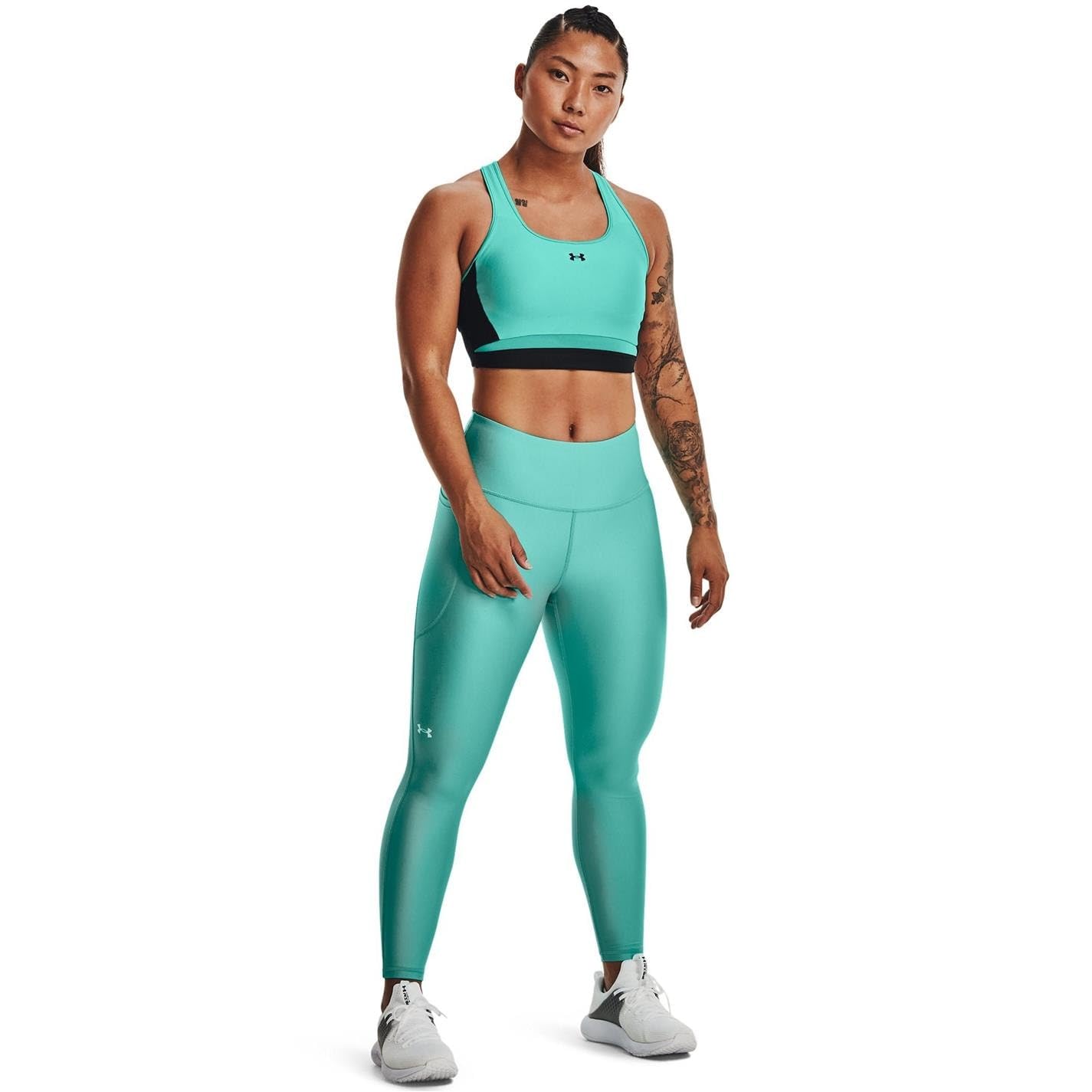 Under Armour HeatGear Armour-Leggings alla Caviglia con Vita Alta Antiscivolo, Nettuno (369) / Sea Mist, S Donna
