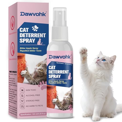 Dawvohk Bitter Apple Cat Repellent Spray - Natural Anti-Scratch Spray for Furniture Protection: Sofas, Carpets, Curtains — Indoor and Outdoor Cat Behavior Training, 4.06 oz(120ml)/1PC