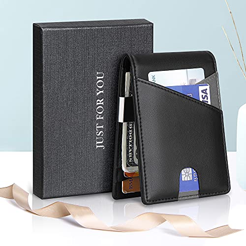 Zrtary Slim Wallet For Men With Money Clip Leather Credit Card Holder Minimalist Front Pocket Rfid Blocking(Grey) #TOP5