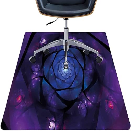 Tapete para silla de escritorio de madera dura con diseño de mandala y diseño de flores del universo psicodélico místico en el espacio, protege el