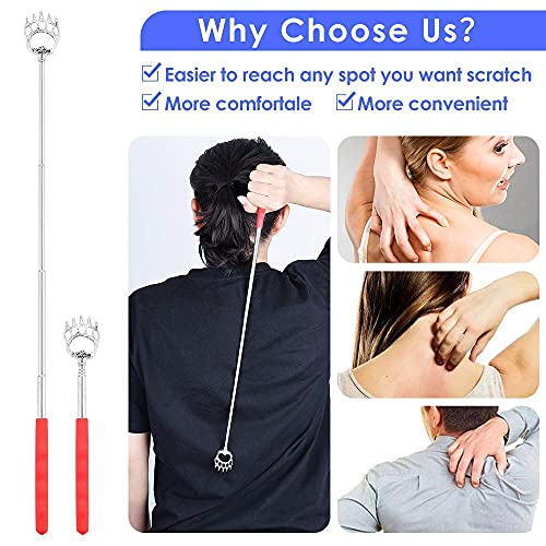 Malenoo 4-Pack Back Scratcher For Women Men Extendable Bear Claw Automatic Telescoping Metal Dog Retractable Sturdy Unique Adjustable Back Scratchers Massager #TOP4