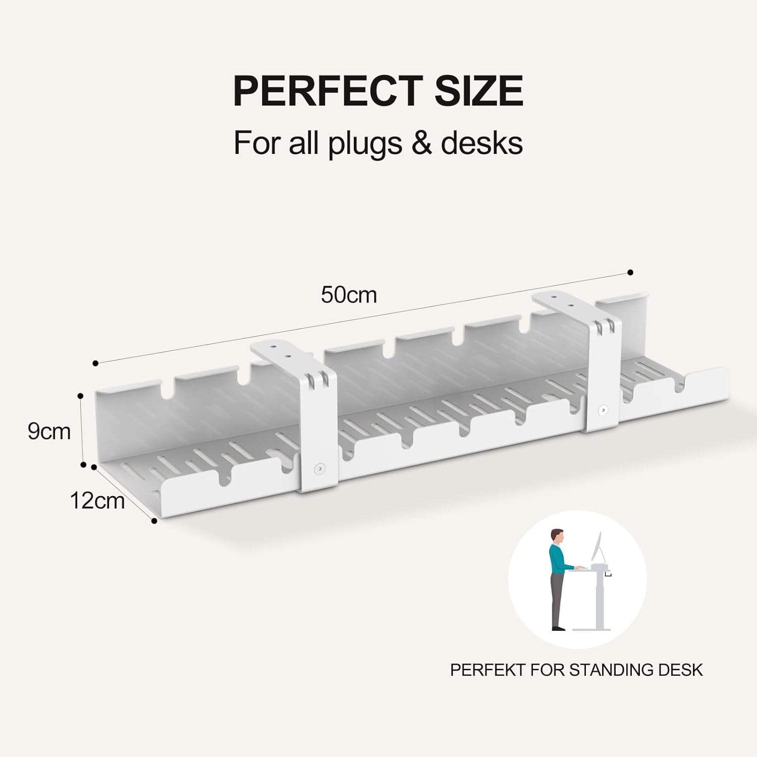 Cable tray compatible with various plugs and cables