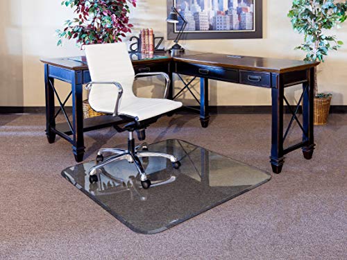 48” x 60” Glass Chair Mat with Exclusive Beveled Edge by Clearly Innovative, 1 4” Thick Clear Tempered Glass with Easy Roll Edges | Protect Your Home or Office Floor | Perfect for Hardwood or Carpet