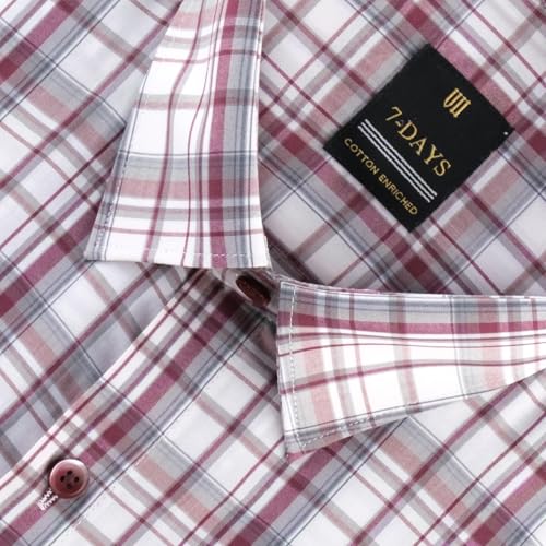 Image of 7-DAYS Men's Premium Checks Formal Shirt - Cotton Rich, Regular Fit, Full Sleeve, with Pocket, Wrinkle Resistant - Stylish Office & Everyday Wear.