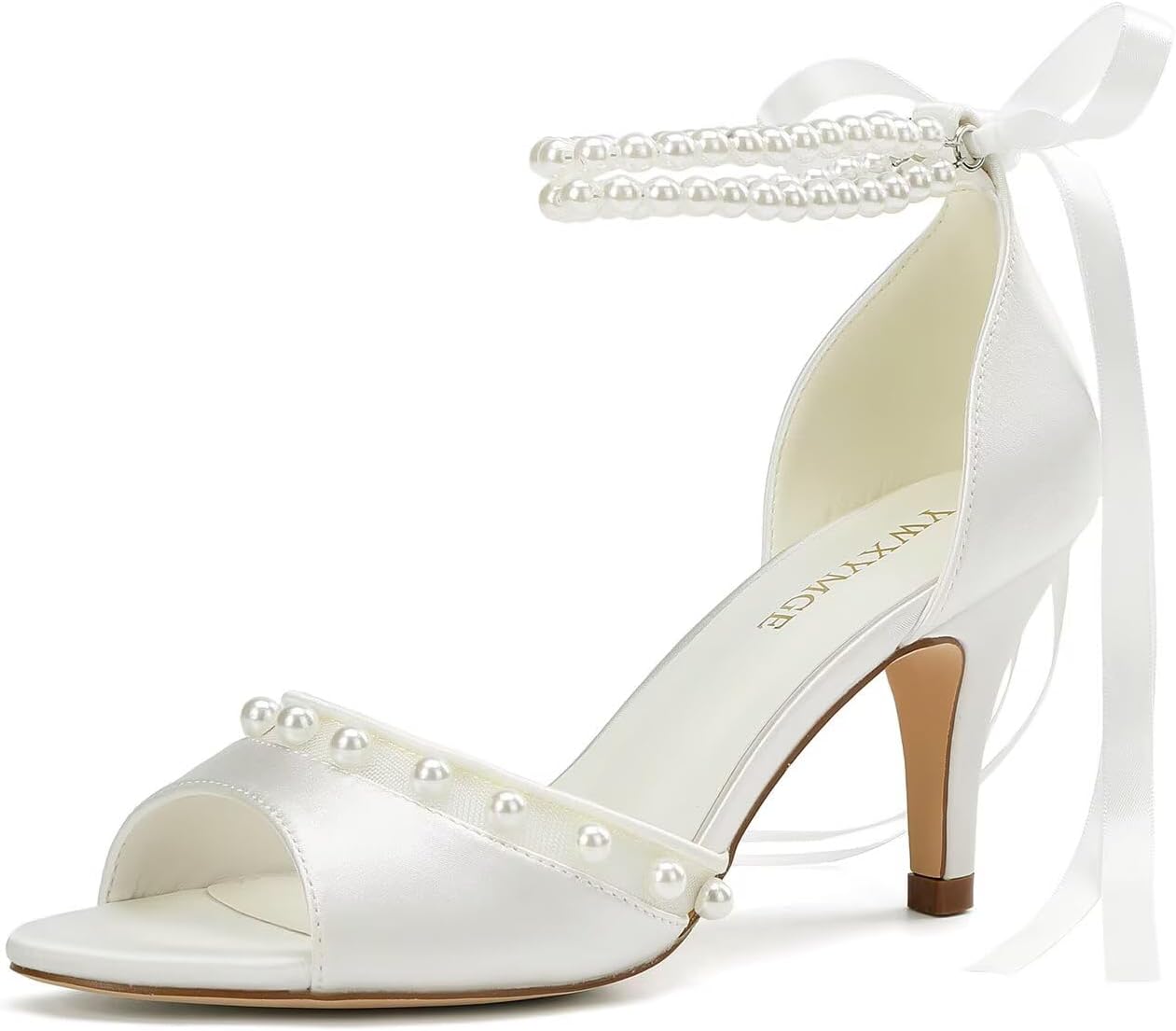 Pearl Heels Bride Shoes - Open Toe Comfort