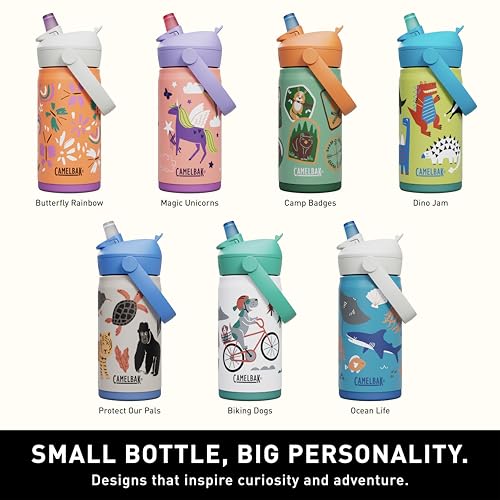 CamelBak Thrive Flip Straw Kids Botella Térmica Infantil Acero Inoxidable 12 oz Dino Jam miniatura 6