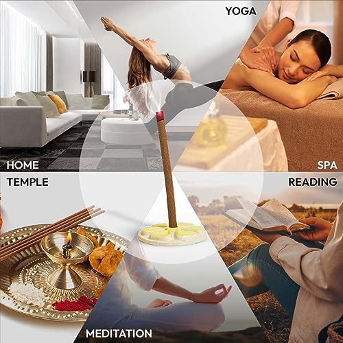 Image of Nirmalaya Premium Rooh Rose, Zen, Sandalwood, Bakhoor Bambooless Dhoop Sticks (160 Sticks) with Ceramic Stand | Pack of 4 | 100% Charcoal-Free | for Pooja, Meditation, Yoga & Home Fragrance