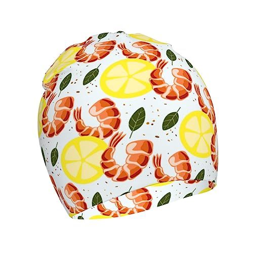 Rqzwdq Shrimp Lemon Food Pattern Kids Beanie Hats Warm Knit Beanie Cap Skull Caps Gifts Decor for Boys Girls