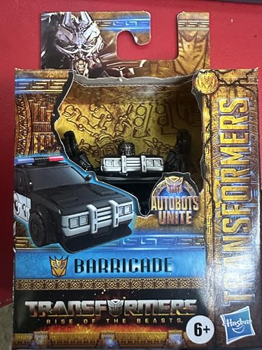 Transformers Rise of The Beasts Barricade Action Figure, 3 inch, Police Car to Robot, Black