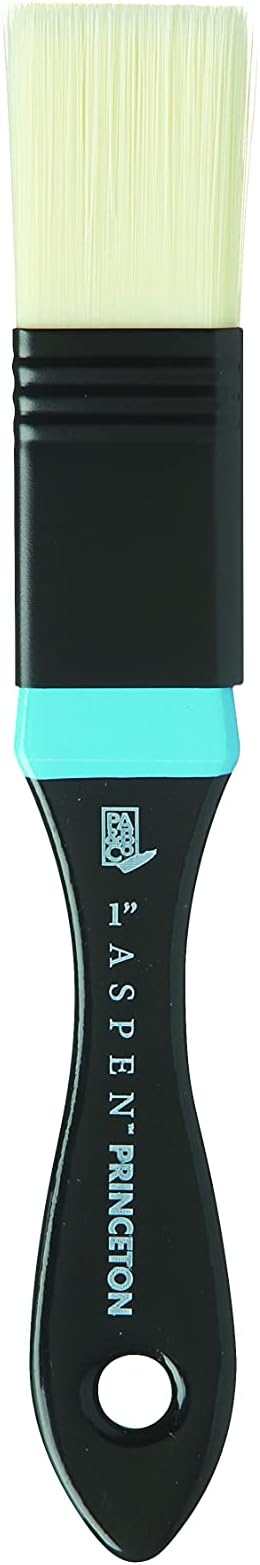 Princeton Aspen, Glare-Free Indoor/Outdoor Brush for Acrylic & Oil, Series 6500 Synthetic, Flat Mottler, 1 Inch