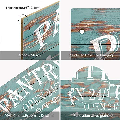 Putuo Decor Blue Pantry Sign, Farmhouse Kitchen Wall Sign for Home, Restaurant, laundry, Coffee Shop, 10x5 Inches Hanging Plaque Sign - Pantry Open 24/7 - Image 4