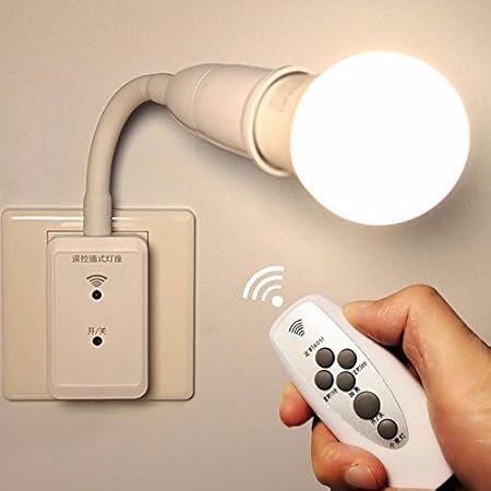 XIUFEN E27 LED Remote Control Plug Lamp Holder Light Base for Night Light Bedside Lamp (Without Light Source) for Diwali