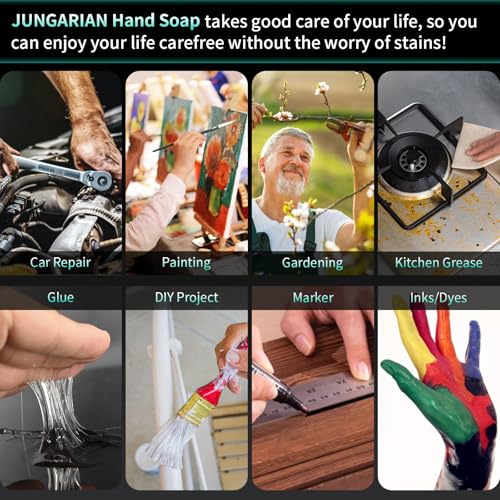 Jungarian 30s Fast Clean Industrial Hand Cleaner for Mechanics - 2X Concentrated Formula Mechanic hand Soap to Absorb Tough Grease, Oil, Paint & Dirt, Odour-removing (17.6oz) — view 6