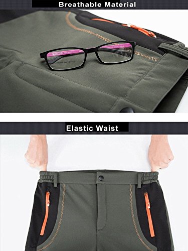 Tbmpoy Men's Snow Ski Waterproof Fleece Lined Pants Outdoor Hiking Mountain Softshell With Belt 02 Thick Black L #TOP6