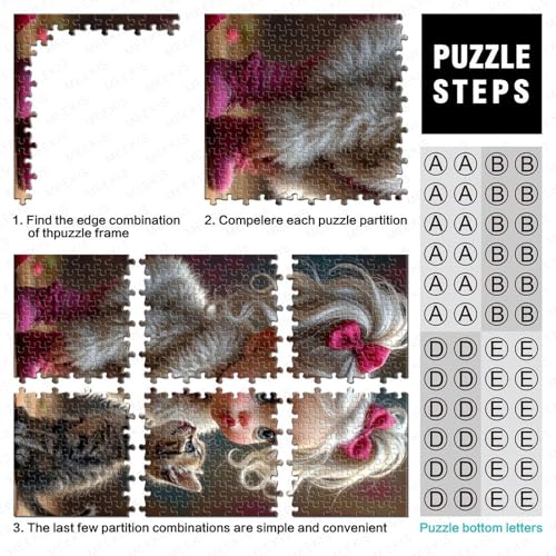 Puzzle de 1000 piezas para adultos, diseño de niña con gatito de 52x38cm para decoración 5
