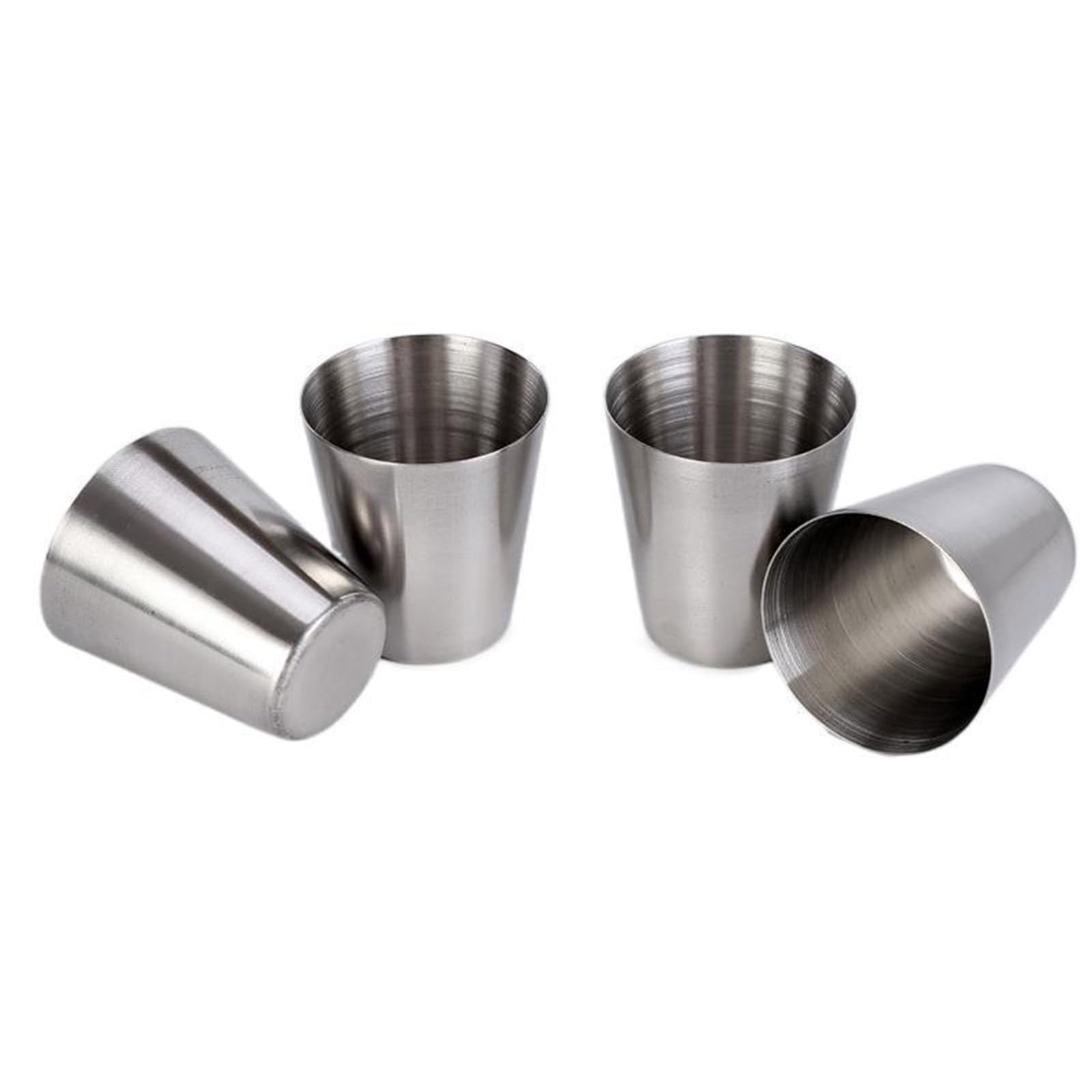 MALSSE Of 4 Stackable Stainless Steel Drinking Cups 30ml Shot Glasses for Picnics and Hiking Portable Outdoor Schnapps Cups Portable Shot Glasses