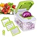Benewell Vegetable Chopper, Kitchen Veggie Fruit Dicer Slicer, Food Cutter with 3 Interchangeable Blades Set, Food Container and Cleaning Brush for Onion, Potato and More - No-Mess Kitchen Gadgets