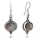 925 Sterling Silver Labradorite Gemstone Indian Inspired Vintage Oval Dangle Hook Earrings 1.5"