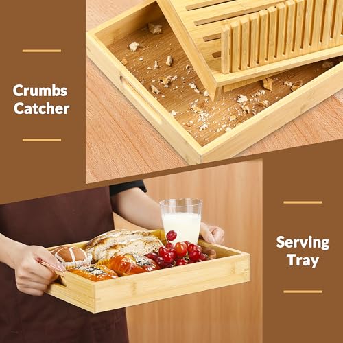 Bread Slicer for Sourdough Rounds, Bread Slicing Guide for Homemade Bread, Wide Bamboo Base for Artisan Loaves, Compact Design, Doubles as Serving Tray (No Knife) by LukieBoee - Used condition - Image 4