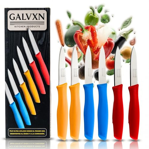 CUCHILLOS COCINA ~ Cuchillos De Mesa ~ Cuchillos Mondadores ~ Pack De 6 Cuchillos De Cocina, Con Hoja De Acero Inoxidable ~ Muy Afilados ~ Aptos Para Lavavajillas y Para Profesionales Del Sector.