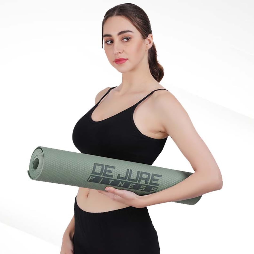 De Jure Fitness EVA Yoga Mat for Gym Workout and Yoga Exercise with 4mm/6mm Thickness, Anti-Slip Yoga Mat for Men & Women Fitness (6 mm, Green)-image-24