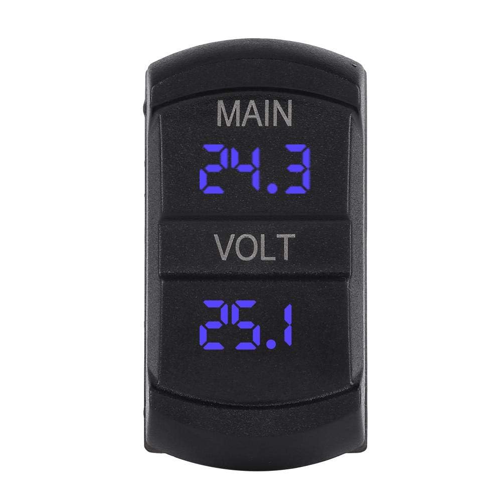 Voltímetro doble digital EVGATSAUTO, coche DC 10V-60V LED azul Voltímetro dual digital Ajuste universal para la mayoría de 12-24V Coche Motocicleta ATV UTV RV Vehículos Barco marino