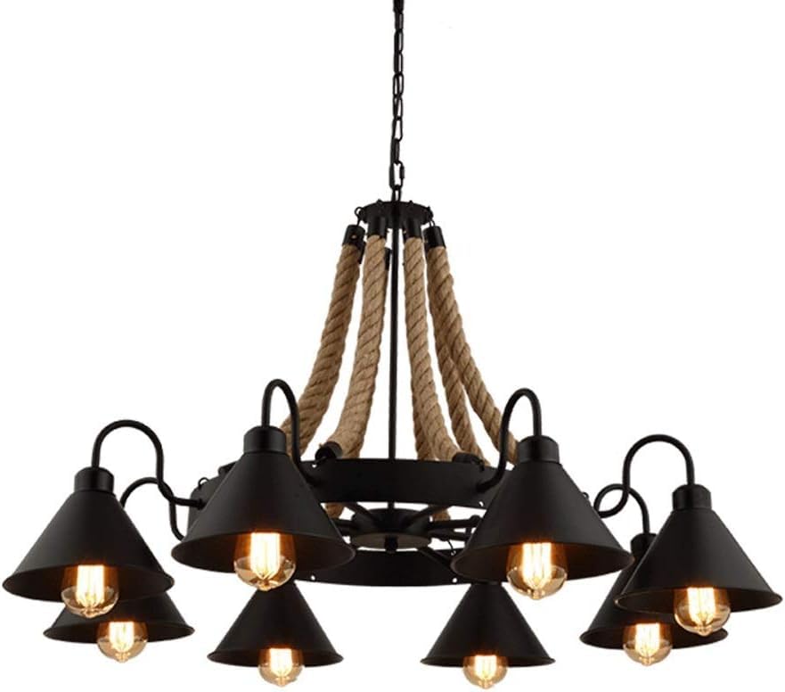 Lustre antique salon suspension retro chanvre corde pendentif lumiere classique rustique e27