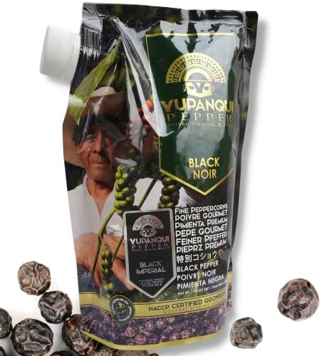Yupanqui Gourmet Black Pepper BLACK IMPERIAL - Award-Winning Peppercorns -100% Farm to Table Peppercorn | Black Peppercorns 17.6oz | Peppercorns for Grinder REFILL -Best for Black Pepper Grinder -YUPANQUI Family's Exclusive Organic Peppercorns Whole