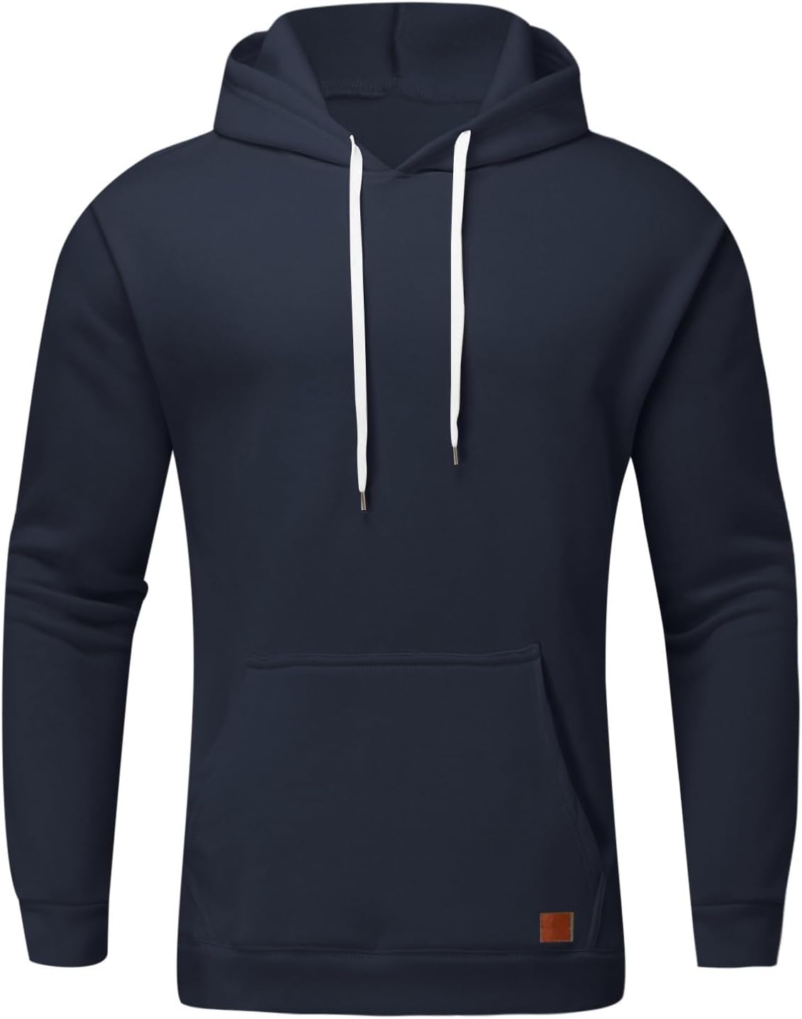 Mens Slim Fit Basic Pullover Hoodies Drawstring Lightweight Long Sleeve Hooded Soft Sweatshirts with Kanga Pocket