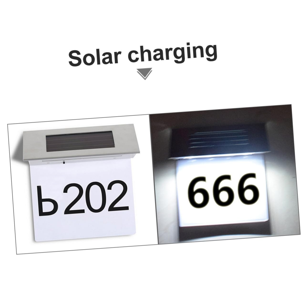2 pezzi Lampada Solare per Numero Civico da Esterno LED Luci con Rilevatore di Movimento Applique Solare per Parete Giardino Risparmio Energetico e Facile Installazione