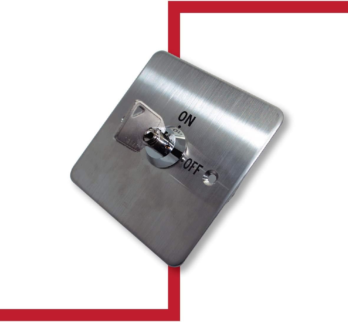 Access Control ON & Off Exit Door Lock Emergency Release Tubular Key Switch Stainless Steel N/O, N/C, COM with Back Box Included Weather-Resistant