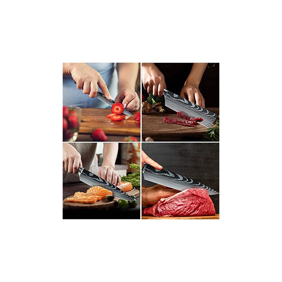 Epicurean-Cook-Majesty-Series-8-Piece-Premium-Japanese-Kitchen-Knife-Set-Ultra-Sharp-Laser-Damascus-Pattern-Professional-Chef-Hibachi-Knives-Juego-de-Cuchillos-para-Cocina-Profesional Epicurean Cook Majesty Series 8-Piece Premium Japanese Kitchen Knife Set - Ultra Sharp Laser Damascus Pattern - Professional Chef Hibachi Knives - Juego de Cuchillos para Cocina Profesional