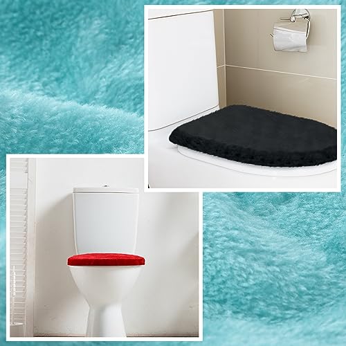 Preboun 4 Pcs Toilet Lid Cover for Bathroom Velvet Soft Toilet Lid Seat Cover Washable Machine with Elastic Bottom Fits Most Lids(Bright Colors)